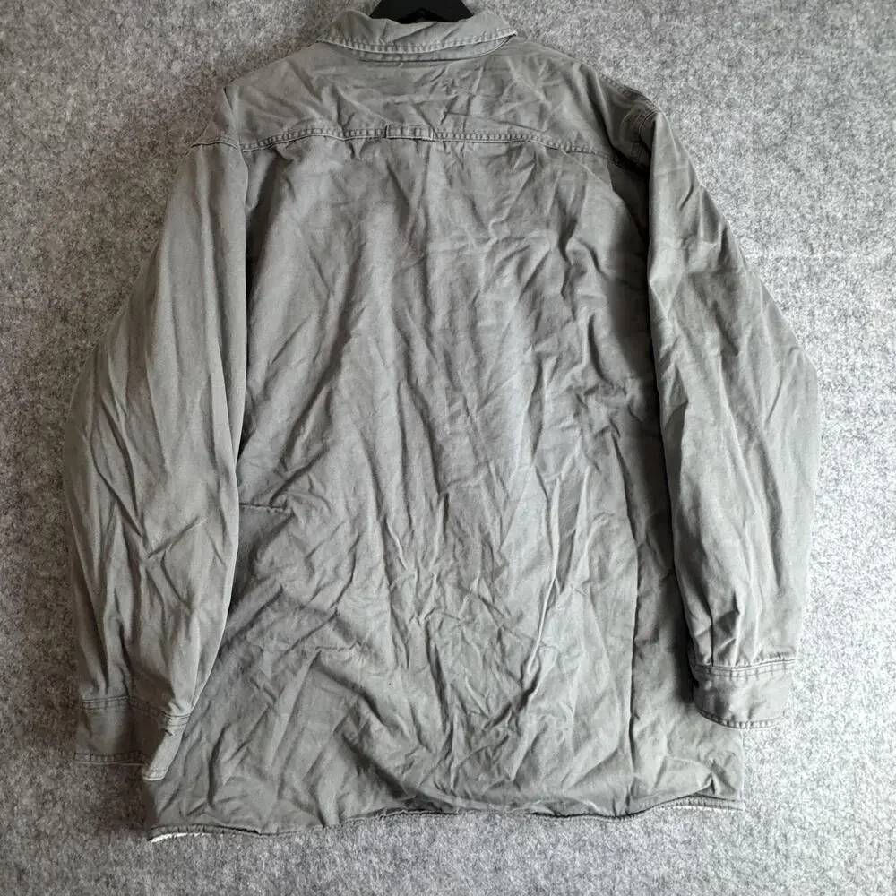 Levis Shirt Jacket Mens 2XL Gray Sherpa Lined Button Up Workwear Western Shacket